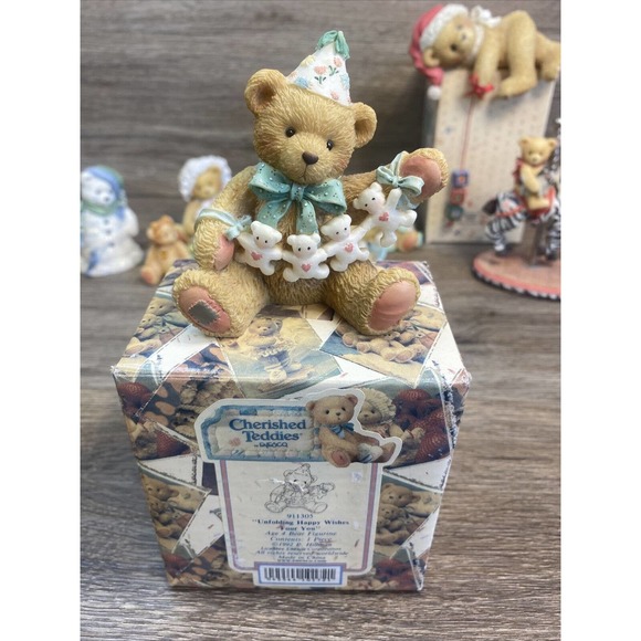 Lot Of 10 Enesco Cherished Teddies From 1992 to 1998, 2 Boxes Birthday, Carousel - Picture 5 of 16
